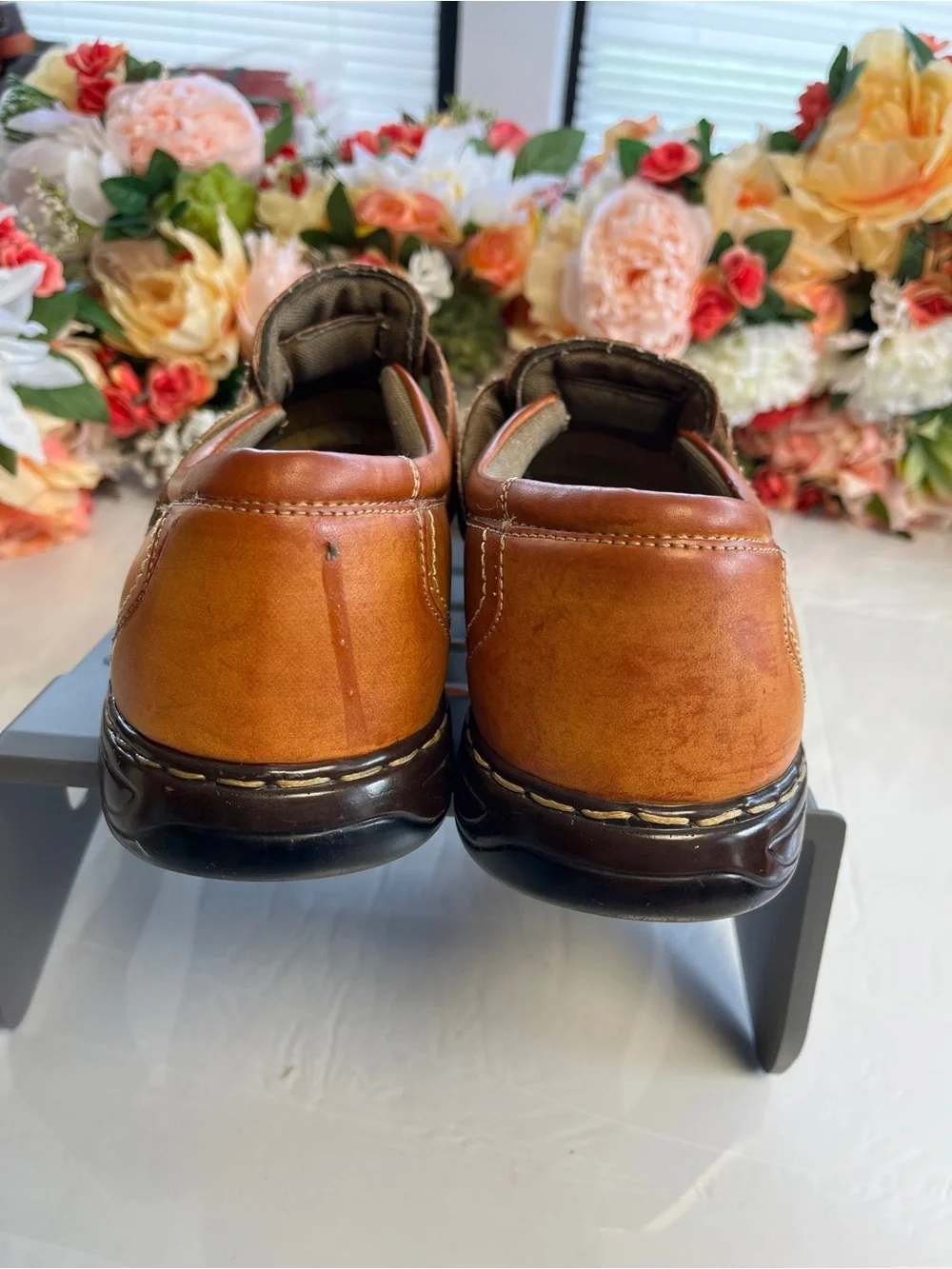 Stacy Adams Men’s 10.5M Cognac Brown Leather Fisherman Sandals Hook & Loop